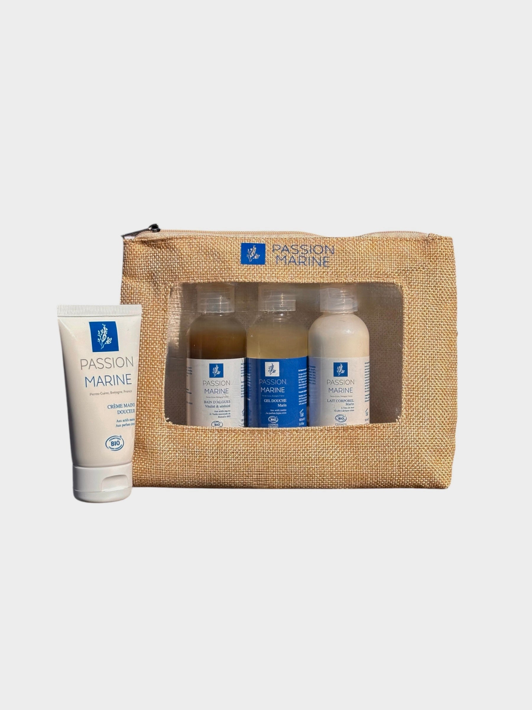 Coffret Soin Marin Mains : Lait Corps, Bain d'algues, Gel douche et crème mains
