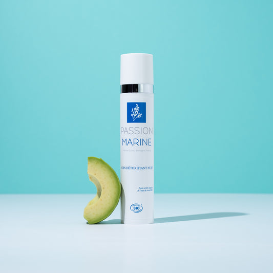 Crème détoxifiante nuit aux actifs marins, eau rose et peptides d'avocat